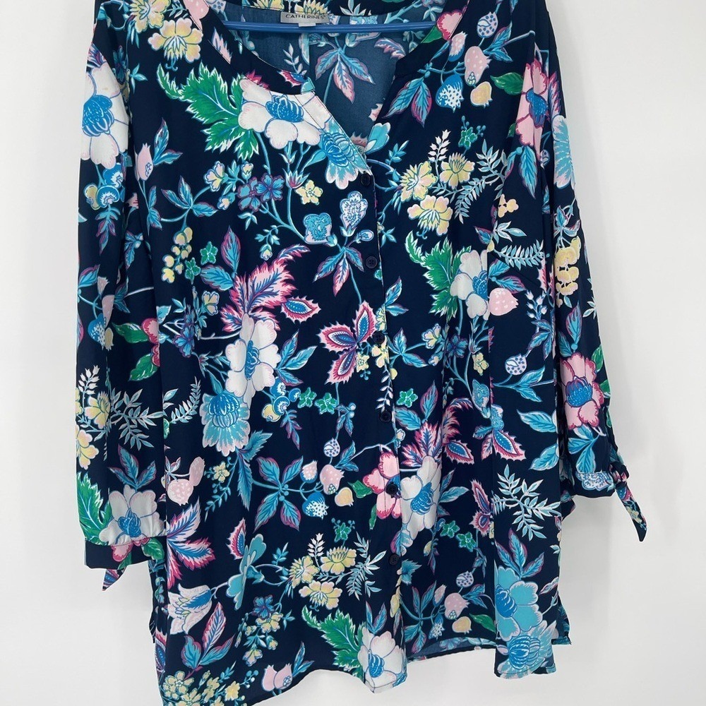 Catherines‎ Navy Floral Blouse